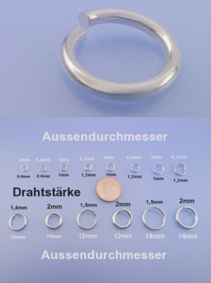 Echt 925 Silber Ösen 4 / 5 / 6 / 8 / 10 / 12 / 14 mm Öse Binderinge rund Echte