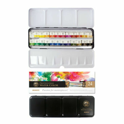Mungyo Profi einfarbige Aquarellfarben halbe Pfanne 24 Farben