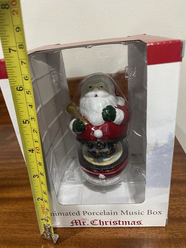 Mr Christmas Animated Porcelain Hinged Music Box Santa With Train - 5” Tall 2005 - Picture 7 of 7