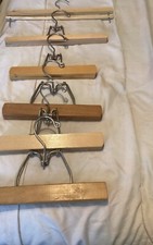 5 SETWELL Wooden Pants Skirt Hangers 10" wide Vintage Made in USA