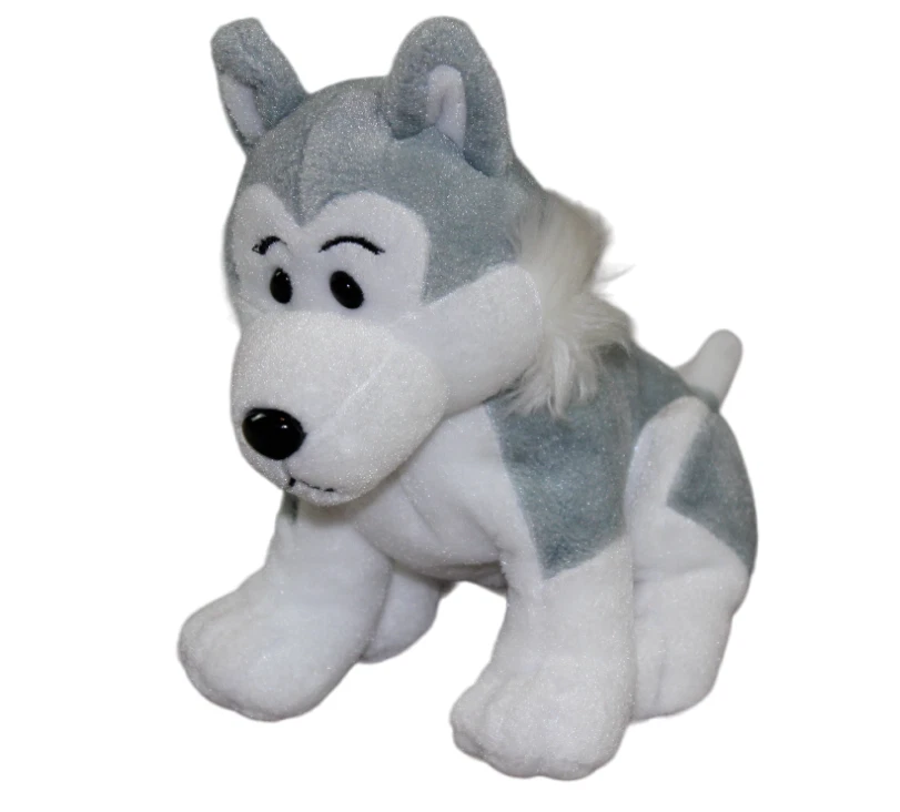Sea World Wolf Husky Dog Plush Gray White Bean Bag Stuffed Toy Howls RARE 6.5