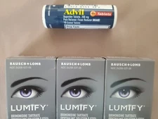 Lumify Eye Drops 3 Bottles 2.5 ml. (0.08 fl. oz/ small ) +  1  Free Advil Tube!!