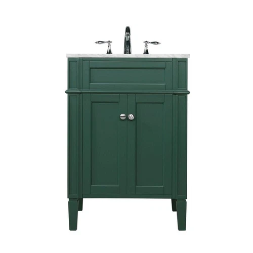 Elegant Decor Park Avenue 24" Metal MDF Marble Single Bathroom Vanity in Green - Picture 3 of 8