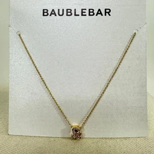 Baublebar Gold Tone Initial R Rhinestone Pendant Necklace New