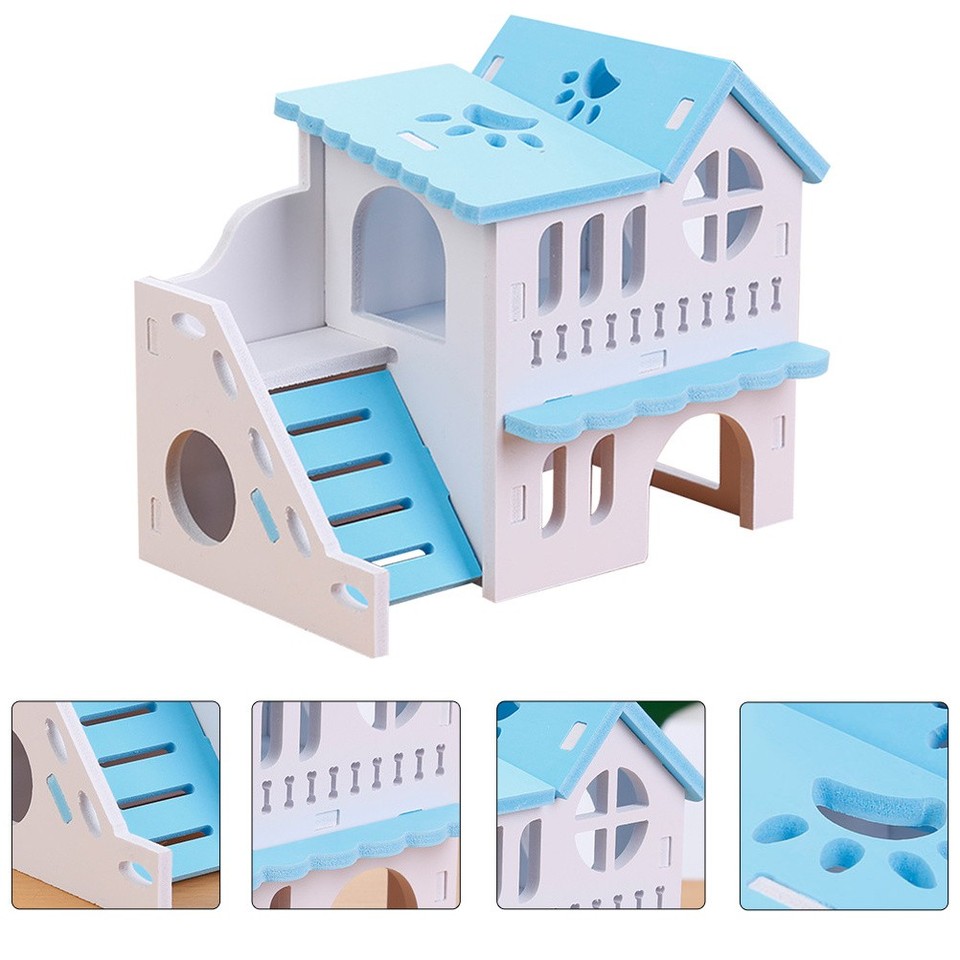 Hamster Wooden Villa House Hideout Pet Toy for Exercise and Rest | eBay ...