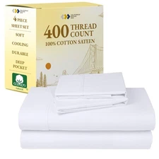 California Design Den King Size Sheets, 100% Cotton Set, Soft Luxurious 400