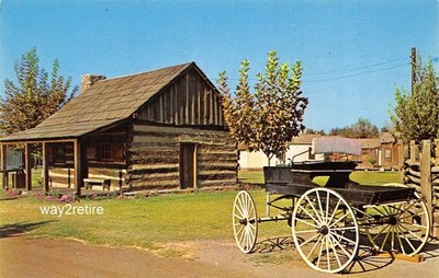 Postcard CA Kern County Museum Barnes Log Cabin Bakersfield California