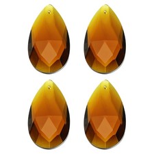K9 Crystal Pendants Teardrop Beads, 4 Pack 50mm Chandelier Prisms DIY, Amber