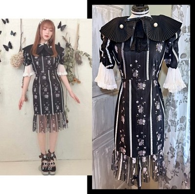 Swankiss TS Dry Rose MO/P Floral Midi Lace Dress Himekaji Gyaru Glam Japan