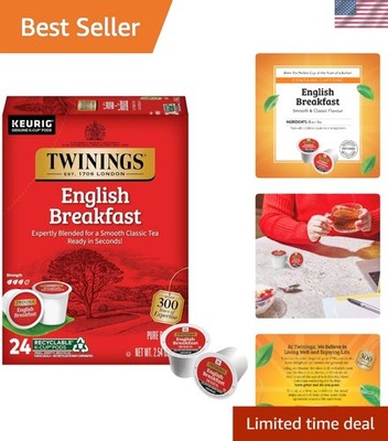 Medium Caffeine English Breakfast Tea K-Cups - 24 Count for Anytime Enjoyment