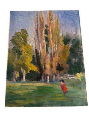 #ad Oil Painting Landscape Realism Fall Park on Canvas 11x14 Original $46.00