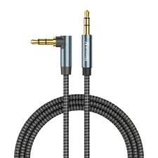 AUX Cord 6ft, 3.5mm Stereo Audio Cable 90 Degree Right Angle Nylon Braided Ma...
