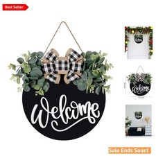 Farmhouse Welcome Sign Wall Decor for Front Porch Indoor Outdoor Black 12 Inch