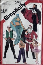 SIMPLICITY 5742 COSTUME Child 6-8 VAMPIRE SANTA PIRATE GENIE TUTU PATTERN UNCUT