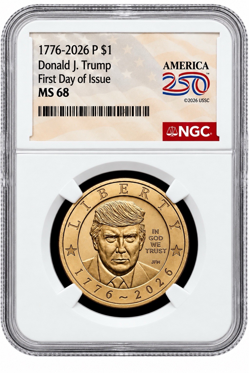 Trump Text 2026 P President Trump Liberty $1 Dollar NGC MS68 Semiquincentennial ...
