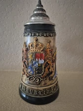 Rare Collectible Beer Stein Lions Crest With silver toned lid LTD #33