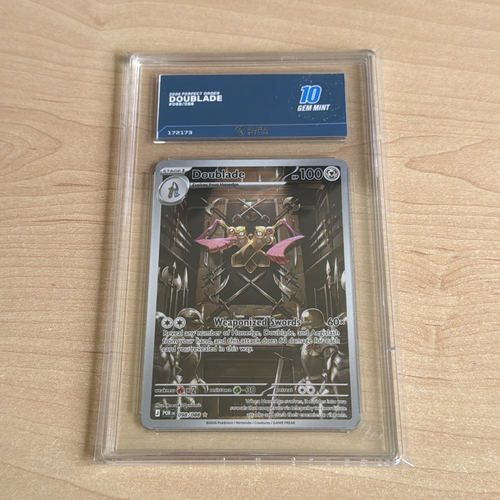 Pokemon IR Doublade 098/088 Gem Mint 10 Perfect Order 2026 Aura Grading