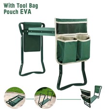 2-in-1 Garden Kneeling Bench Stool,Foldable Padded Seat & Knee Pad with Tool Bag