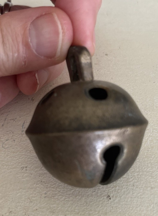 Antique Brass Crotal  Sleigh Petal Bell 1800s Number 5 -GREAT Ring!