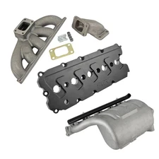 Turbo manifold, cast aluminum valve cover & intake manifold WITH FUEL RAIL for V
