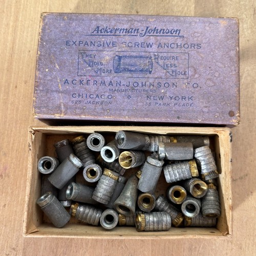 Lot 36 Expansive Screw Anchors, Some Ackerman Johnson Company Machine, In Box