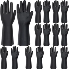 Chumia 8 Pairs Chemical Resistant Latex Gloves Heavy Duty Black Rubber Gloves...