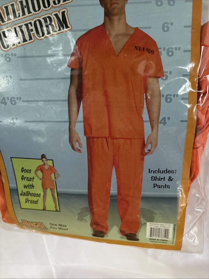 Disfraz de Halloween Rasta Imposta ~ Uniforme de cárcel con esposas añadidas ~ OSFM Foto 4 de 4