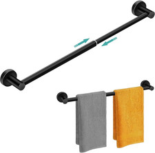 Adjustable Towel Bar 13  24  Wall Mount Stainless Steel Black or Silver