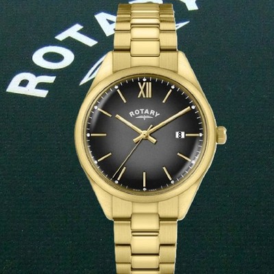 Rotary RGB10003/74 Dark Grey Sunray Dial Watch RRP £179.00 SS Bracelet 2Yr Guar