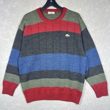Vintage 90  s Lacoste Chemise Knit Sweater Men  s 5 Color-Block Striped Multicolor