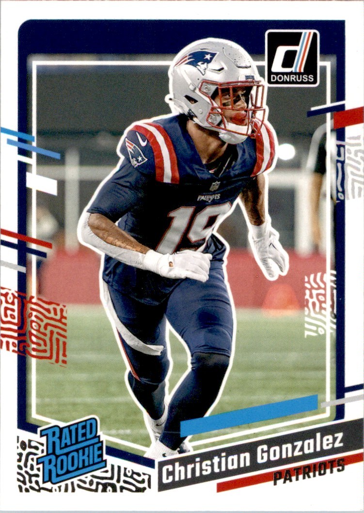 Christian Gonzalez 2023 Donruss Rated Rookie RC #369 New England Patriots