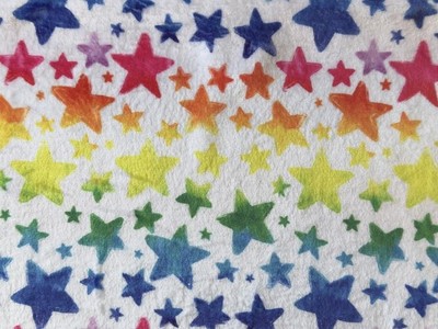 Superweicher Kuschel Fleece Digitaldruck Stoff Material REGENBOGEN OMBRE STERNE