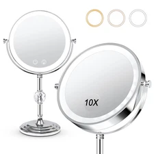 Fursourige Lighted Makeup Mirror,4000mAh Rechargeable Double Sided Magnifying
