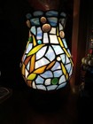 Stained Glass Mosaic Table Lamp w/ Multicolor Shade, Wall Plug-In, Metal — photo 3