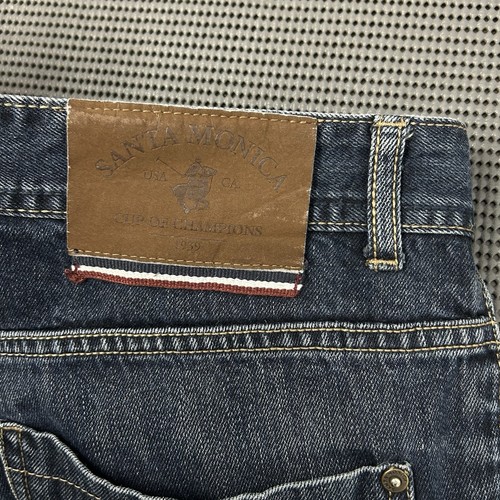 Pantalones de mezclilla Santa Monica Polo Club para hombre calce recto lavado oscuro SMPC bordados 36R - Imagen 7 de 12