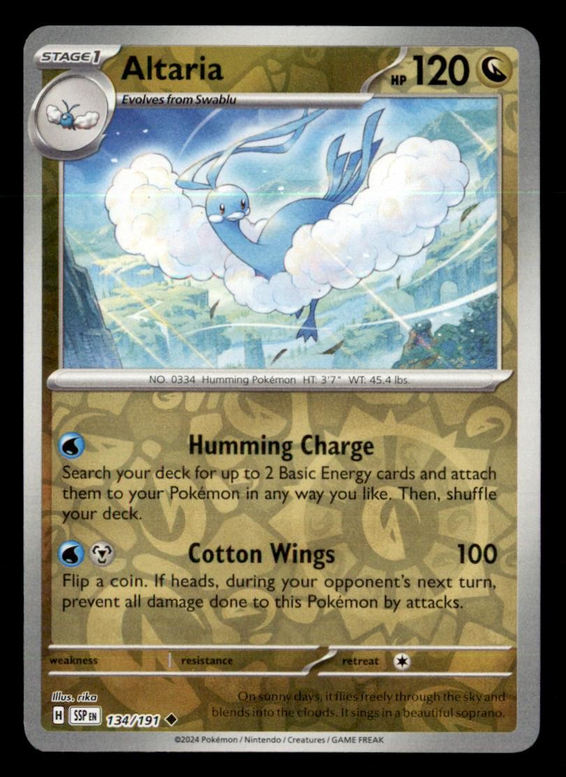 Altaria 134/191 Uncommon Surging Sparks Pokemon Reverse Holo Near Mint