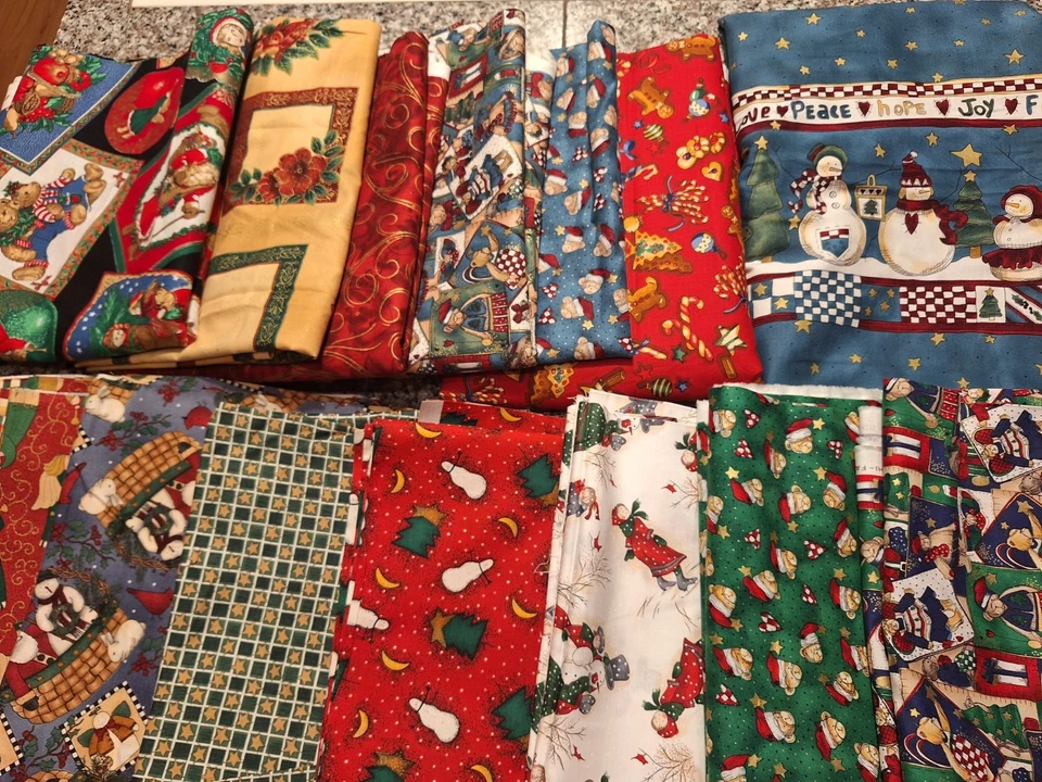 ¡ENORME LOTE DE 29 1/2 YARDAS TELAS NAVIDAD VINTAGE AÑOS 90! Foto 3 de 4