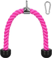 DkOvn Tricep Rope, 27 Inches Cable Machine Attachment, Pull 27-inch, Pink 