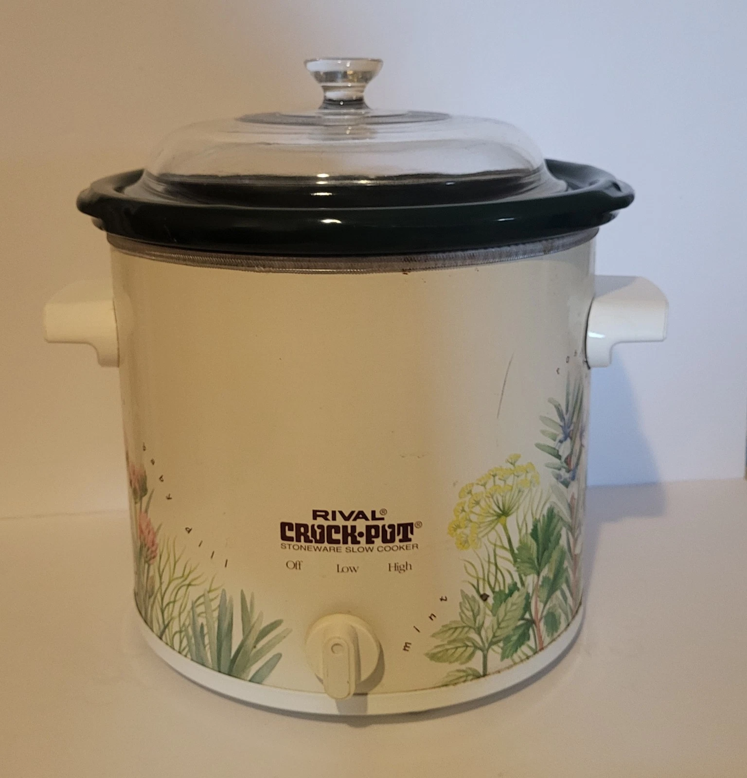 Rival Crock Pot 3.5 Quart Herbs Design Vintage Slow Cooker Model 3150