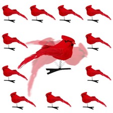 12 Pcs Cardinal Birds for Crafts, Clip On Cardinal Christmas Tree Ornaments