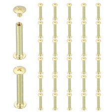 40 Sets M5x40mm Chicago Screw Rivets Metal Phillips Head, Gold