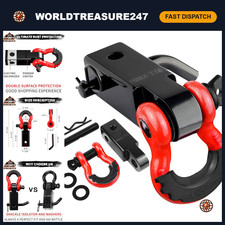 2 Tow Hitch Receiver With Shackle - Heavy Duty Trailer Accessory Red Finish 2 Tow Hitch Receiver With Shackle - Heavy Duty Trailer Accessory Red Finish