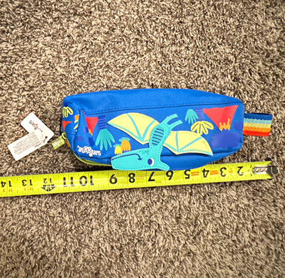 Smiggle Dragon Zip-Around Pencil Case Blue/Multicolor Graphic Print Small
