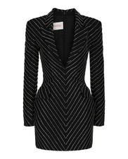 Valentino Womens Beaded Striped Blazer Dress