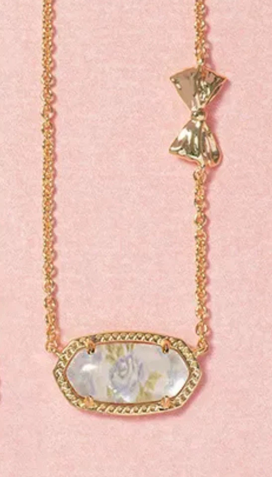 Auténtico Collar Kendra Scott X Love Shack Elegante Elisa Azul Floreciente Reliquia Foto 4 de 4