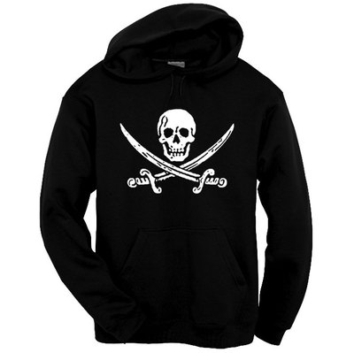 Jack Rackham Pirate Hoodie Jolly Roger Skull Sword Sweatshirt Size S-3XL Black 