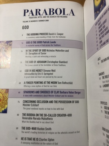 PARABOLA MAGAZINE Summer 2008 GOD Tradition Myth & Search for Meaning - Picture 3 of 4