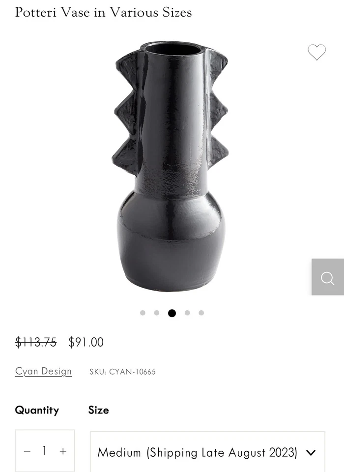 Juego de jarrones grandes de terracota negra Cyan Design Foto 4 de 4