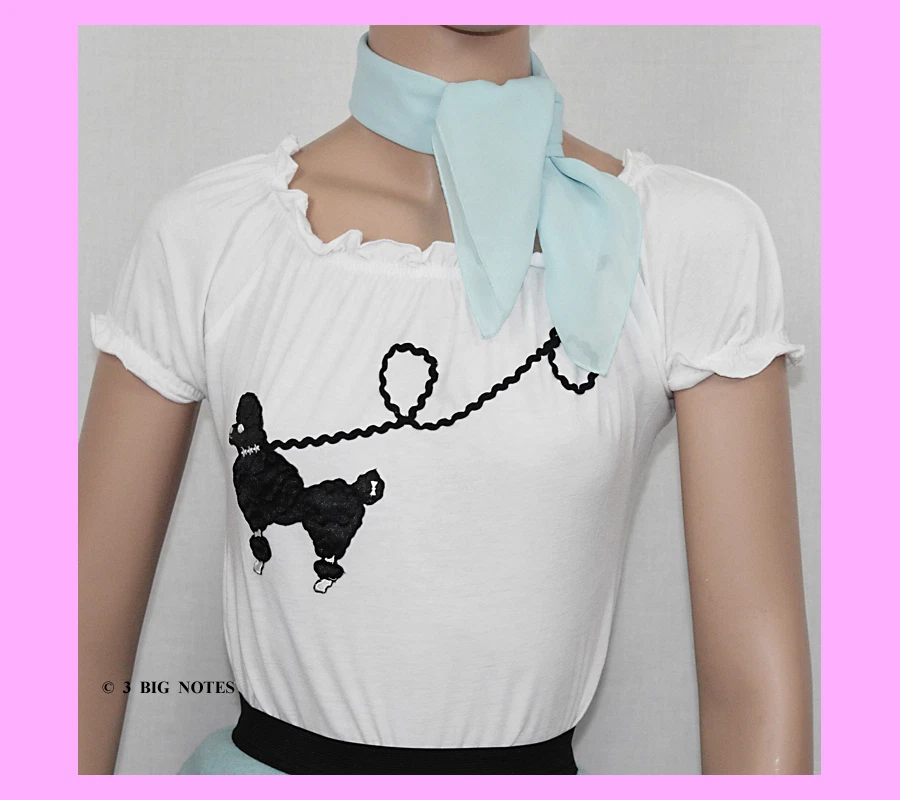 Conjunto Falda Caniche 3 Piezas Azul Claro Años 50 Niña Niño Talla 4/5/6 Largo 18" Foto 3 de 4