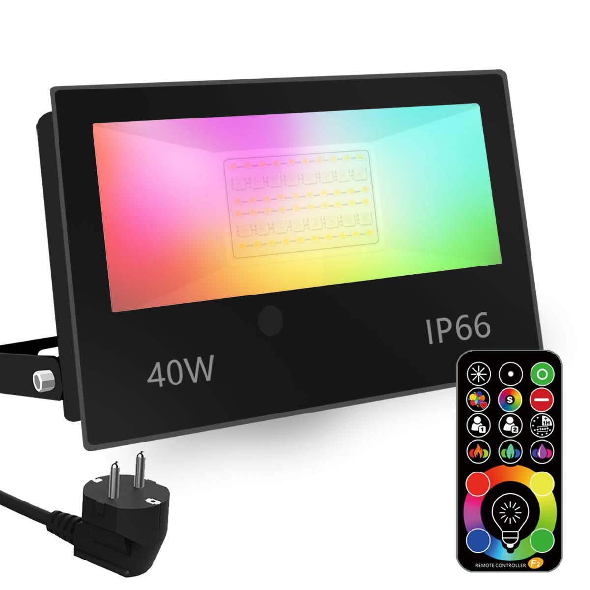 Faretto LED RGBW 50W - 5500 Lumen, IP66, Telecomando, Per Esterni - Foto 3